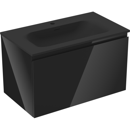 Mexen Orio armoire de salle de bains 80 cm avec lavabo Vela, 1 tiroir, noir brillant/noir mat - 91A10-08047-1-BF70-W23M71