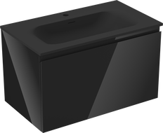 Mexen Orio armoire de salle de bain 80 cm avec lavabo Vela, 1 tiroir, noir brillant/noir mat - 91A10-08047-1-BF70-W23M71