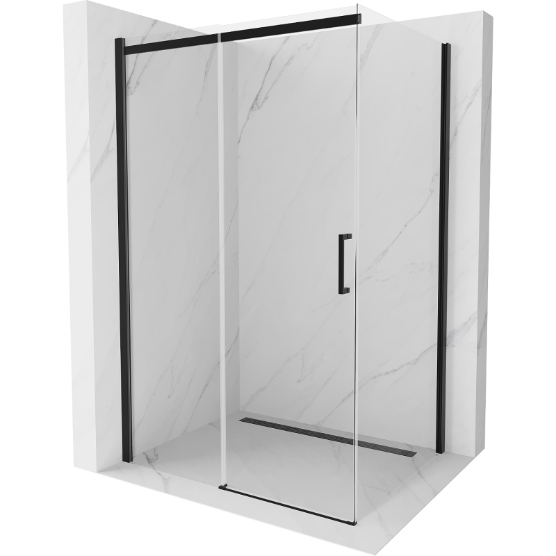Mexen Omega cabine de douche coulissante 130 x 100 cm, transparent, noire - 825-130-100-70-00