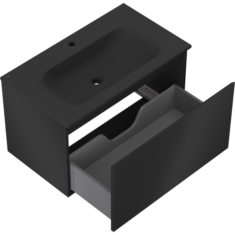 Mexen Orio meuble de salle de bain 80 cm avec lavabo Vela, 1 tiroir, noir mat - 91A10-08047-1-BF71-W23M71