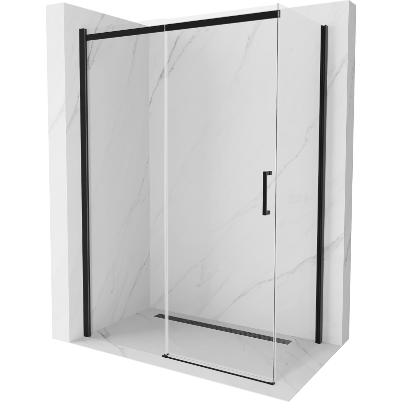 Mexen Omega cabine de douche coulissante 140 x 80 cm, transparent, noir - 825-140-080-70-00