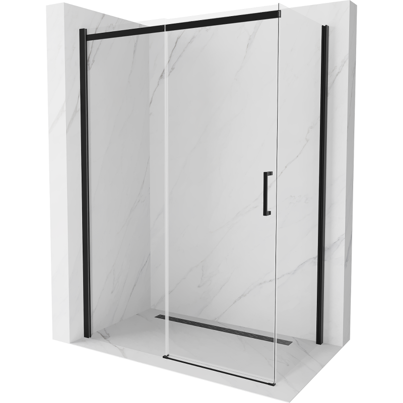 Mexen Omega cabine de douche coulissante 140 x 80 cm, transparente, noire - 825-140-080-70-00