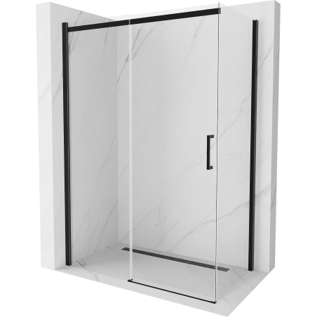Mexen Omega cabine de douche coulissante 140 x 80 cm, transparent, noir - 825-140-080-70-00