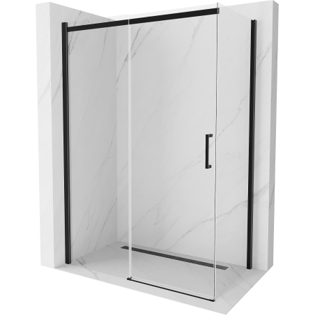 Mexen Omega cabine de douche coulissante 140 x 80 cm, transparente, noire - 825-140-080-70-00