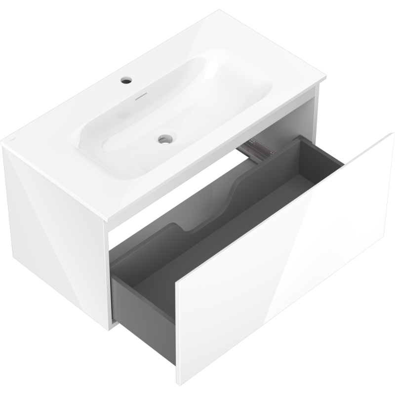 Mexen Orio meuble de salle de bain 90 cm avec lavabo Vela, 1 tiroir, blanc brillant - 91A10-09047-1-BF00-W23M00