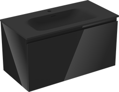 Mexen Orio meuble de salle de bain 90 cm avec lavabo Vela, 1 tiroir, noir brillant/noir mat - 91A10-09047-1-BF70-W23M71