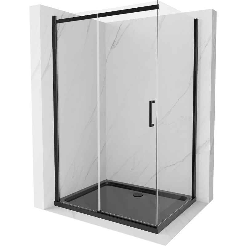 Mexen Omega cabine de douche coulissante 100 x 80 cm, transparente, noire + receveur Flat, noir - 825-100-080-70-00-4070B