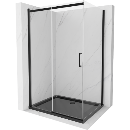 Mexen Omega cabine de douche coulissante 100 x 80 cm, transparente, noire + receveur Flat, noir - 825-100-080-70-00-4070B