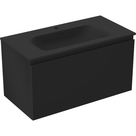 Mexen Orio armoire de salle de bain 90 cm avec lavabo Vela, 1 tiroir, noir mat - 91A10-09047-1-BF71-W23M71