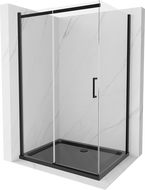 Mexen Omega cabine de douche coulissante 120 x 90 cm, transparente, noire + receveur de douche Flat, noir
