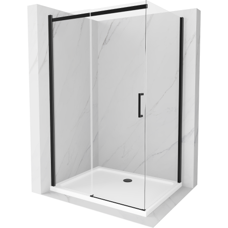 Mexen Omega cabine de douche coulissante 100 x 80 cm, transparent, noir + receveur Flat, blanc - 825-100-080-70-00-4010B