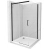 Mexen Omega cabine de douche coulissante 100 x 100 cm, transparent, noir + receveur de douche Flat, blanc