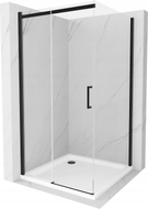Mexen Omega cabine de douche coulissante 100 x 100 cm, transparent, noir + receveur de douche Flat, blanc