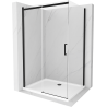 Mexen Omega cabine de douche coulissante 110 x 90 cm, transparente, noire + receveur Flat, blanc - 825-110-090-70-00-4010B