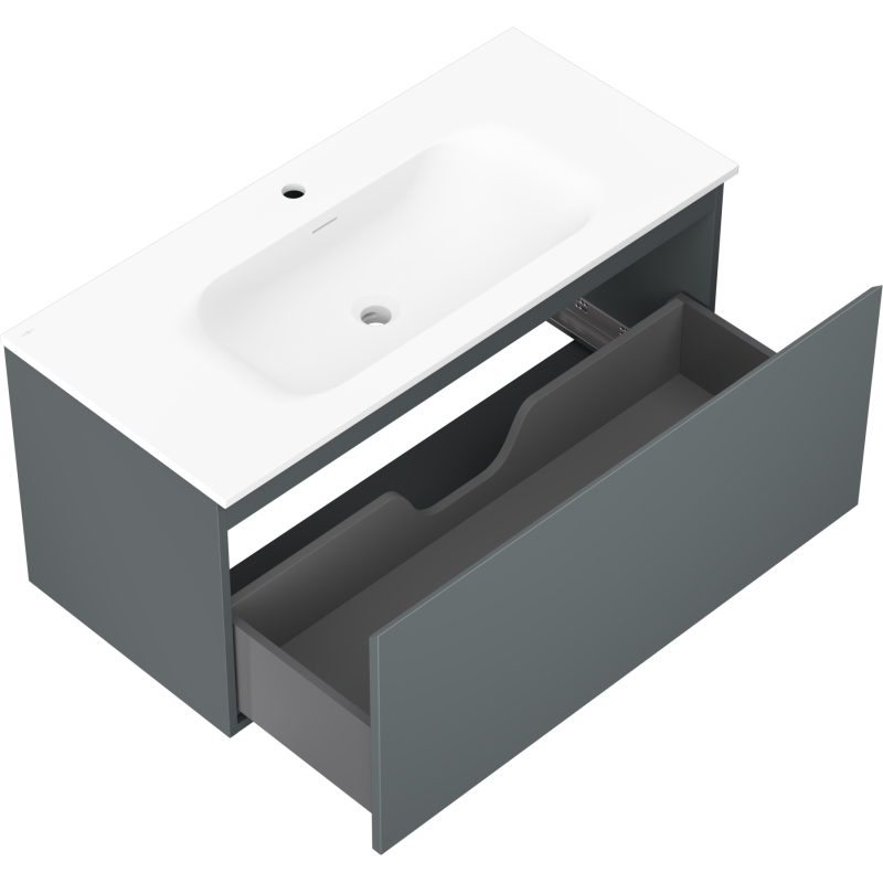 Mexen Orio armoire de salle de bain 100 cm avec lavabo Vela, 1 tiroir, graphite mat/blanc mat - 91A10-10047-1-BF66-W23M01