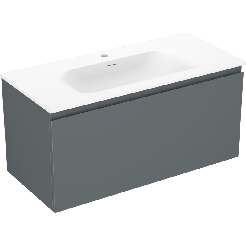 Mexen Orio meuble de salle de bains 100 cm avec lavabo Vela, 1 tiroir, graphite mat/blanc mat - 91A10-10047-1-BF66-W23M01
