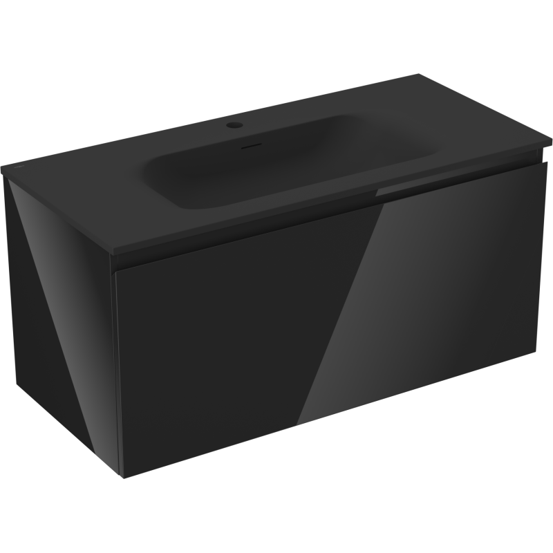 Mexen Orio armoire de salle de bain 100 cm avec lavabo Vela, 1 tiroir, noir brillant/noir mat - 91A10-10047-1-BF70-W23M71
