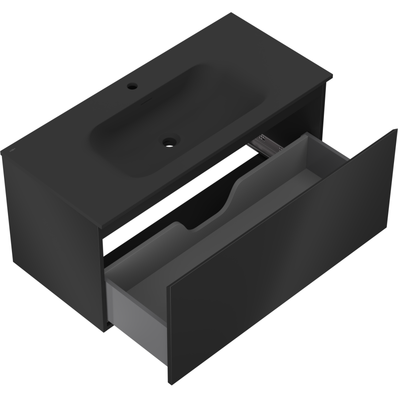 Mexen Orio armoire de salle de bain 100 cm avec lavabo Vela, 1 tiroir, noir mat - 91A10-10047-1-BF71-W23M71