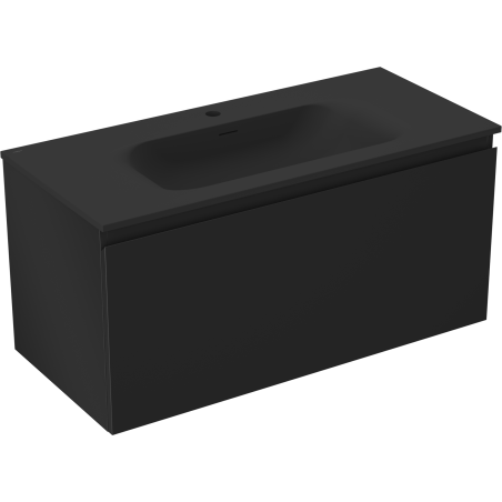 Mexen Orio meuble de salle de bain 100 cm avec lavabo Vela, 1 tiroir, noir mat - 91A10-10047-1-BF71-W23M71