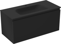 Mexen Orio armoire de salle de bain 100 cm avec lavabo Vela, 1 tiroir, noir mat - 91A10-10047-1-BF71-W23M71