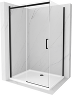 Mexen Omega cabine de douche coulissante 130 x 90 cm, transparent, noir + receveur Flat, blanc - 825-130-090-70-00-4010B