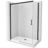 Mexen Omega cabine de douche coulissante 140 x 80 cm, transparent, noir + receveur Flat, blanc - 825-140-080-70-00-4010B