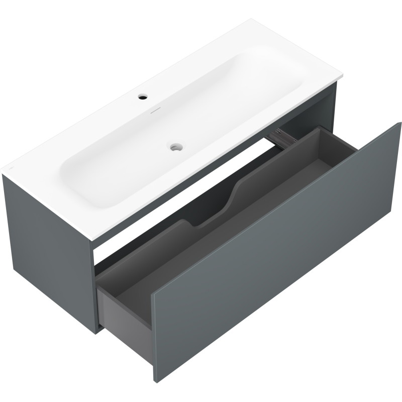Mexen Orio armoire de salle de bain 120 cm avec lavabo Vela, 1 tiroir, graphite mat/blanc mat - 91A10-12047-1-BF66-W23M01
