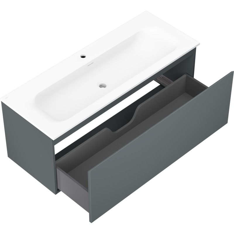 Mexen Orio meuble de salle de bains 120 cm avec lavabo Vela, 1 tiroir, graphite mat/blanc mat - 91A10-12047-1-BF66-W23M01