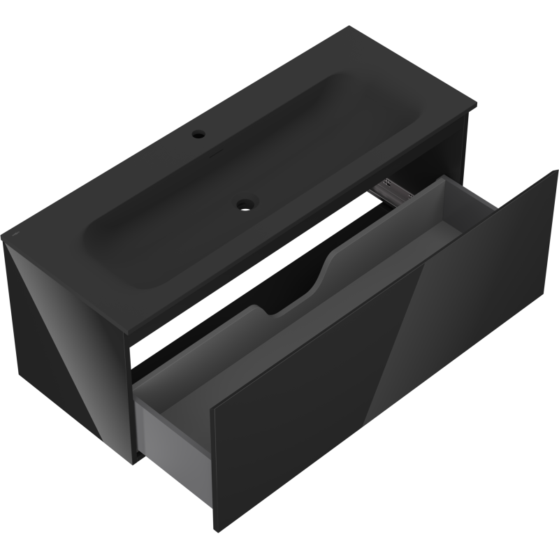 Mexen Orio meuble de salle de bain 120 cm avec lavabo Vela, 1 tiroir, noir brillant/noir mat - 91A10-12047-1-BF70-W23M71