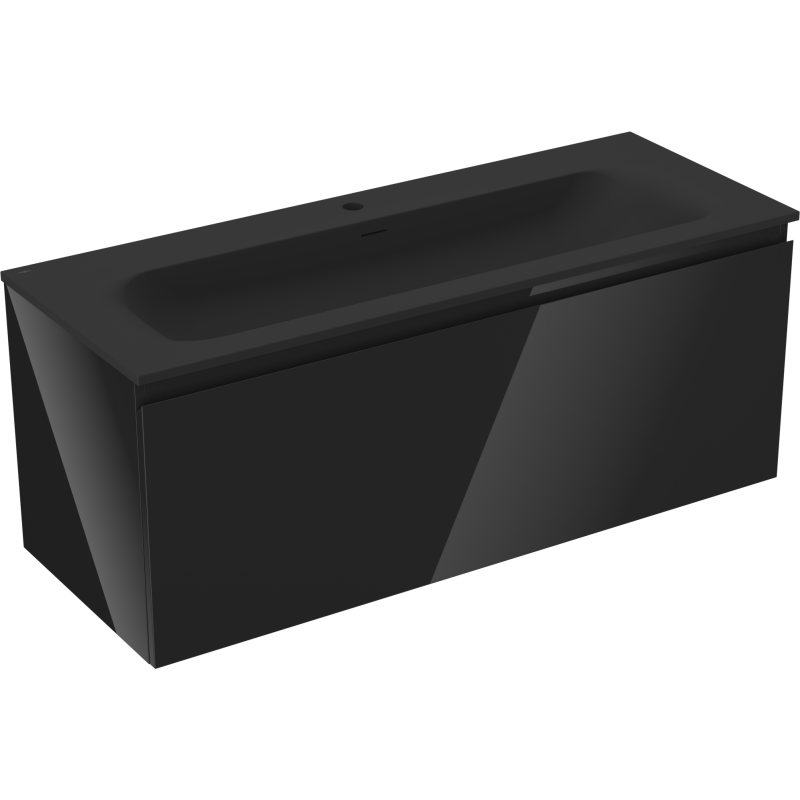 Mexen Orio meuble de salle de bains 120 cm avec lavabo Vela, 1 tiroir, noir brillant/noir mat - 91A10-12047-1-BF70-W23M71