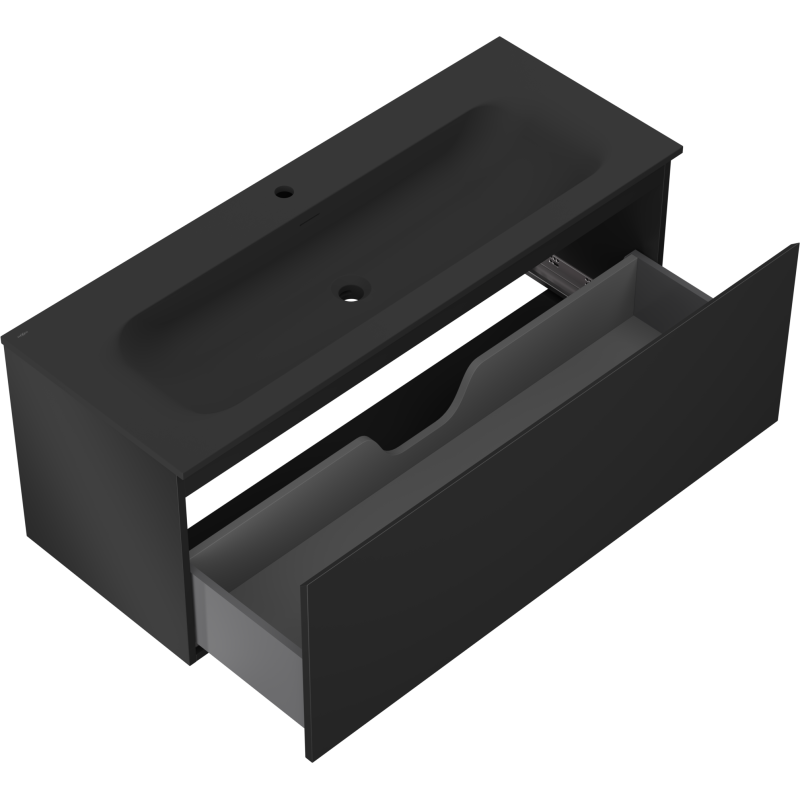 Mexen Orio meuble de salle de bain 120 cm avec lavabo Vela, 1 tiroir, noir mat - 91A10-12047-1-BF71-W23M71