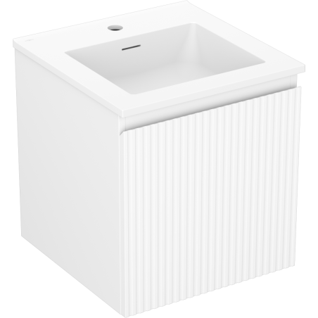 Mexen Rivel armoire de salle de bains 45 cm avec lavabo Otis, 1 tiroir, cannelée, blanc mat - 91A20-04547-1-BF01-W18M01