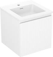 Mexen Rivel armoire de salle de bains 45 cm avec lavabo Otis, 1 tiroir, cannelée, blanc mat - 91A20-04547-1-BF01-W18M01