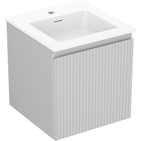 Mexen Rivel meuble de salle de bain 45 cm avec lavabo Otis, 1 tiroir, rainuré, gris mat/blanc mat - 91A20-04547-1-BF62-W18M01