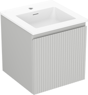 Mexen Rivel meuble de salle de bain 45 cm avec lavabo Otis, 1 tiroir, rainuré, gris mat/blanc mat - 91A20-04547-1-BF62-W18M01