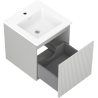 Mexen Rivel meuble de salle de bain 45 cm avec lavabo Otis, 1 tiroir, rainuré, gris mat/blanc mat - 91A20-04547-1-BF62-W18M01