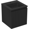 Mexen Rivel meuble de salle de bains 45 cm avec lavabo Otis, 1 tiroir, rainuré, noir mat - 91A20-04547-1-BF71-W18M71