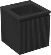 Mexen Rivel meuble de salle de bains 45 cm avec lavabo Otis, 1 tiroir, rainuré, noir mat - 91A20-04547-1-BF71-W18M71