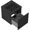 Mexen Rivel meuble de salle de bains 45 cm avec lavabo Otis, 1 tiroir, rainuré, noir mat - 91A20-04547-1-BF71-W18M71
