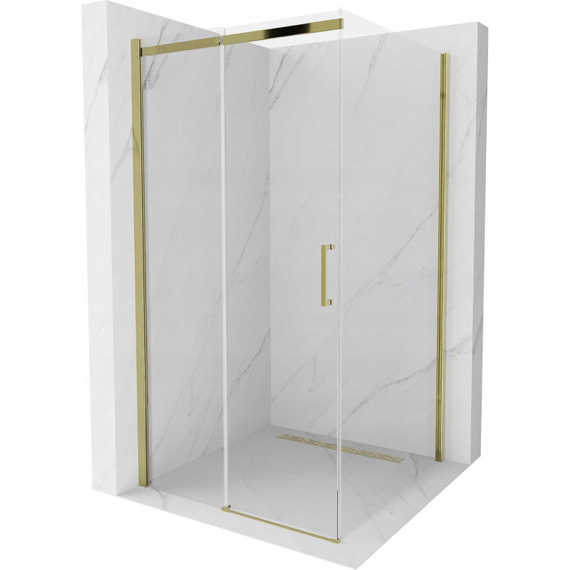 Cabine de douche coulissante Mexen Omega 100 x 100 cm, transparent, or - 825-100-100-50-00