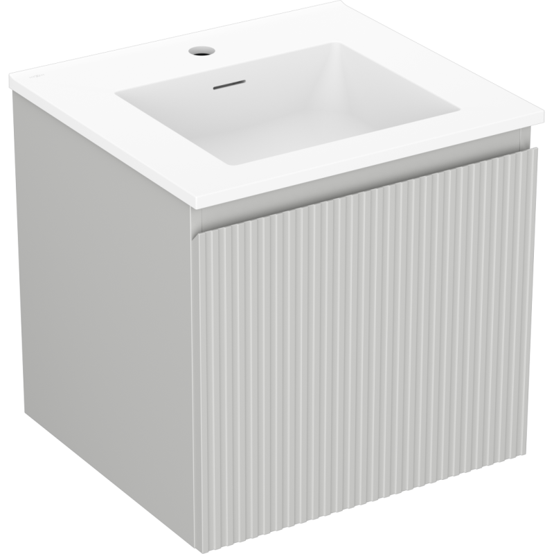 Mexen Rivel armoire de salle de bain 50 cm avec lavabo Otis, 1 tiroir, rainuré, gris mat/blanc mat - 91A20-05047-1-BF62-W18M01