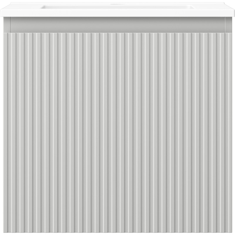 Mexen Rivel armoire de salle de bain 50 cm avec lavabo Otis, 1 tiroir, rainurée, gris mat/blanc mat - 91A20-05047-1-BF62-W18M01