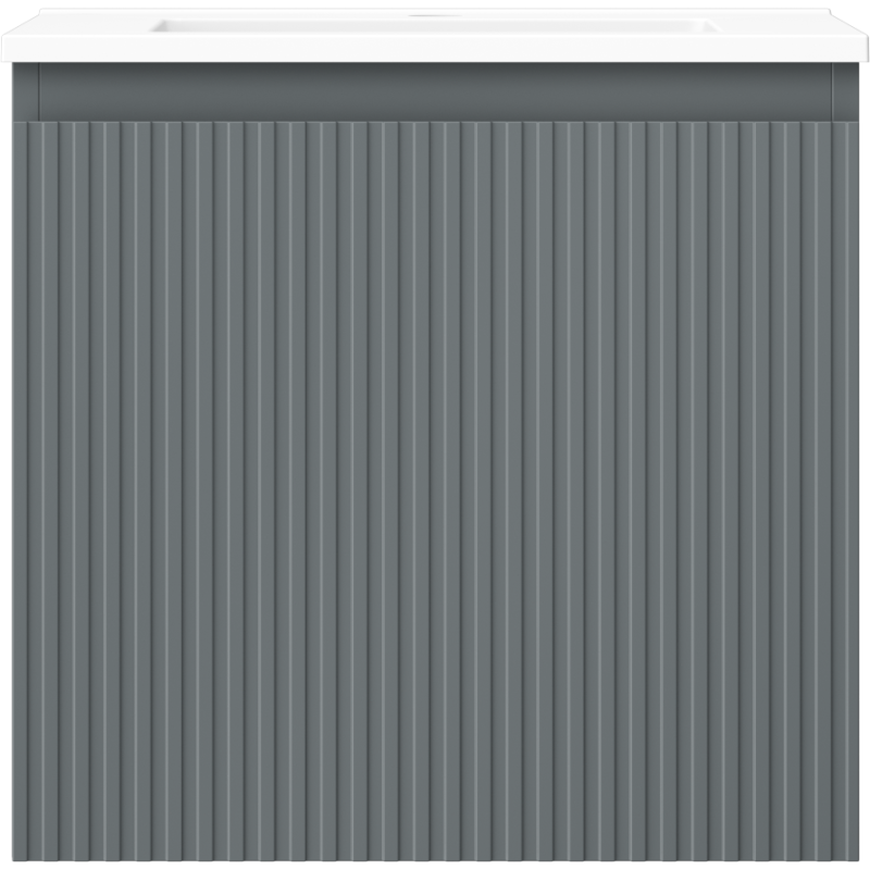 Mexen Rivel meuble de salle de bains 50 cm avec lavabo Otis, 1 tiroir, cannelé, graphite mat/blanc mat