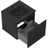 Mexen Rivel meuble de salle de bain 50 cm avec lavabo Otis, 1 tiroir, rainuré, noir mat - 91A20-05047-1-BF71-W18M71