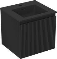 Mexen Rivel meuble de salle de bains 50 cm avec lavabo Otis, 1 tiroir, rainuré, noir mat - 91A20-05047-1-BF71-W18M71