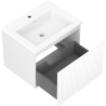 Mexen Rivel meuble de salle de bain 60 cm avec lavabo Otis, 1 tiroir, rainuré, blanc mat - 91A20-06047-1-BF01-W18M01