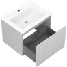 Mexen Rivel armoire de salle de bains 60 cm avec lavabo Otis, 1 tiroir, rainurée, gris mat/blanc mat