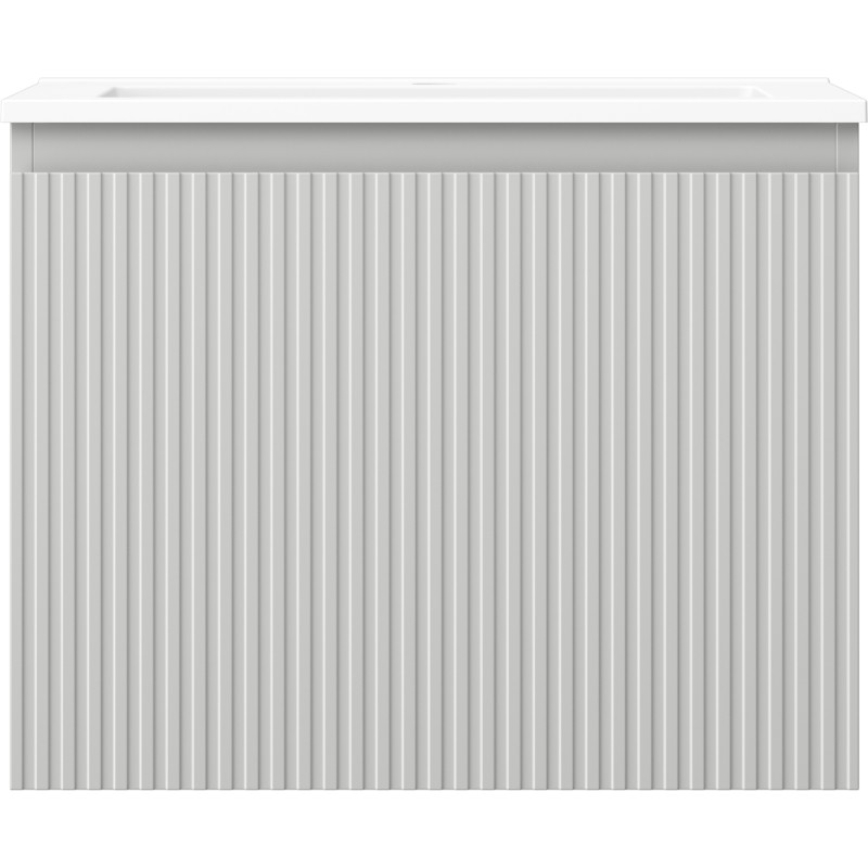 Mexen Rivel armoire de salle de bains 60 cm avec lavabo Otis, 1 tiroir, rainurée, gris mat/blanc mat