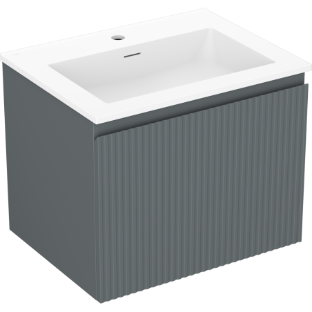 Mexen Rivel meuble de salle de bain 60 cm avec lavabo Otis, 1 tiroir, rainuré, graphite mat/blanc mat