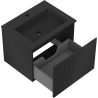 Mexen Rivel meuble de salle de bain 60 cm avec lavabo Otis, 1 tiroir, rainuré, noir mat - 91A20-06047-1-BF71-W18M71